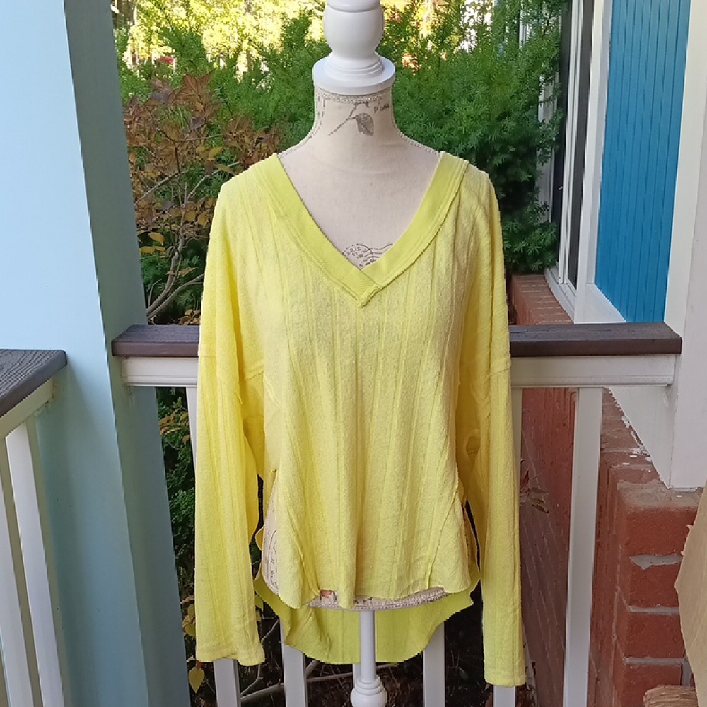 % Out From Under Sunny Yellow Oversized Textured Pullover